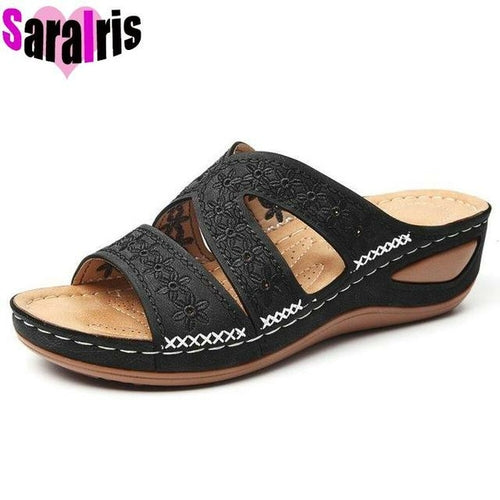 2023 In Stock Summer Leisure Sandals Women Embroidery Design Comfy