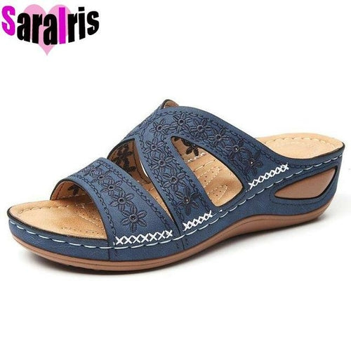 2023 In Stock Summer Leisure Sandals Women Embroidery Design Comfy