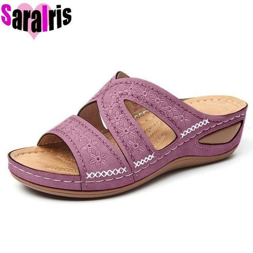 2023 In Stock Summer Leisure Sandals Women Embroidery Design Comfy