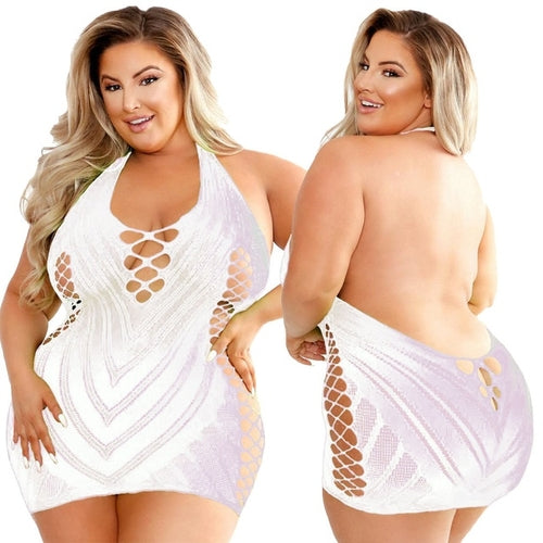 Porno Plus Size Women Sexy Clubwear Dresses Sleeveless Fishnet Bodycon