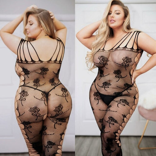 Porno Plus Size Women Sexy Clubwear Dresses Sleeveless Fishnet Bodycon