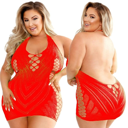 Porno Plus Size Women Sexy Clubwear Dresses Sleeveless Fishnet Bodycon