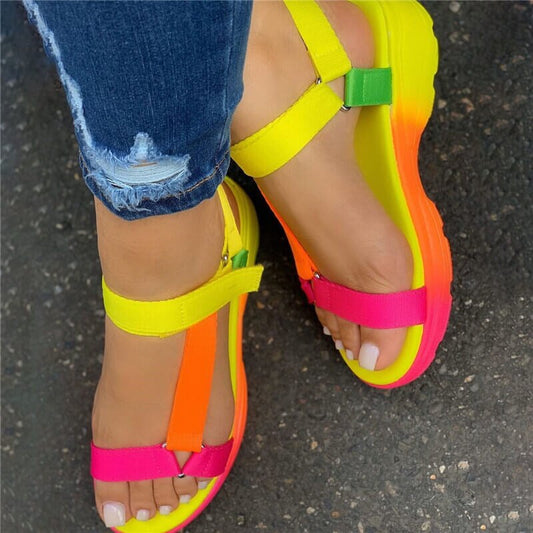 Sandals Wedge Colors | Loop Sandals Platform | Hook Loop Wedge Sandal