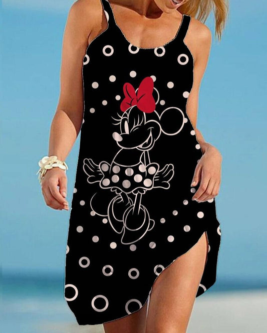 Women's Beach Dress Disney Mickey/Minnie Mouse Cartoon Dress Boho