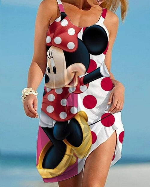 Women's Beach Dress Disney Mickey/Minnie Mouse Cartoon Dress Boho