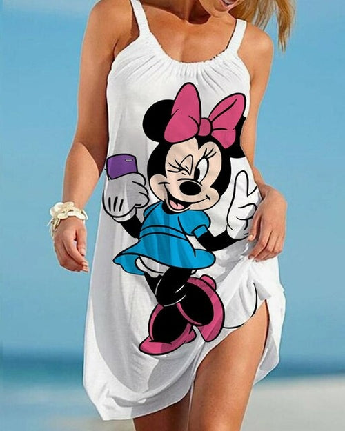 Women's Beach Dress Disney Mickey/Minnie Mouse Cartoon Dress Boho