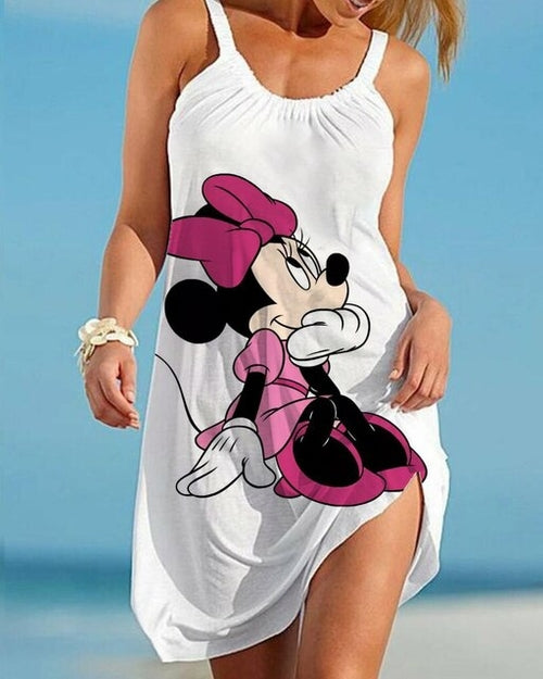 Women's Beach Dress Disney Mickey/Minnie Mouse Cartoon Dress Boho