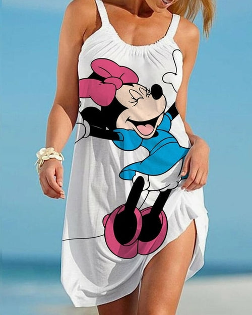 Women's Beach Dress Disney Mickey/Minnie Mouse Cartoon Dress Boho