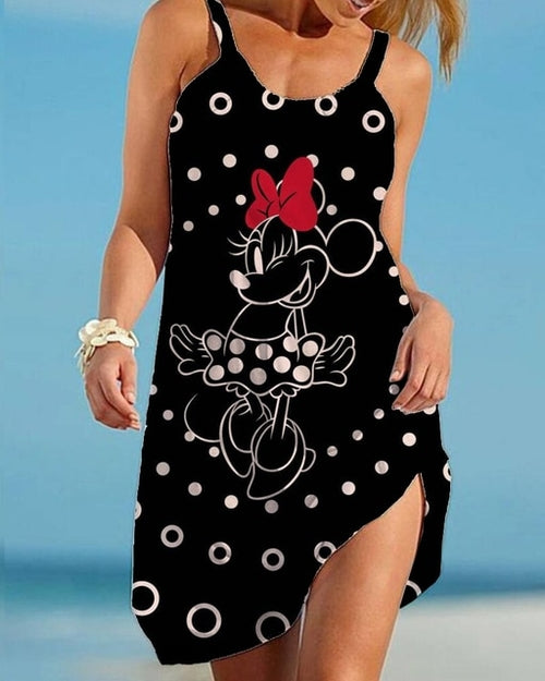 Women's Beach Dress Disney Mickey/Minnie Mouse Cartoon Dress Boho