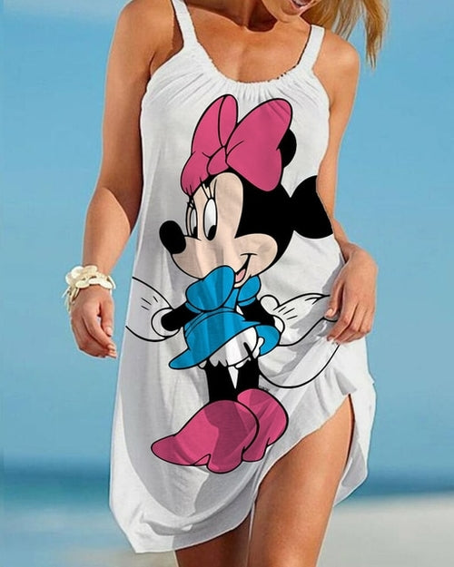 Women's Beach Dress Disney Mickey/Minnie Mouse Cartoon Dress Boho